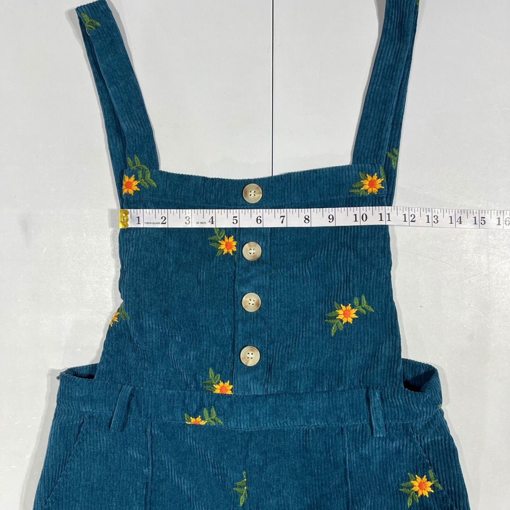 Cider 90s Fairy Grunge Corduroy Sunflower Embroidered Overalls Wide Leg Large - Picture 5 of 10